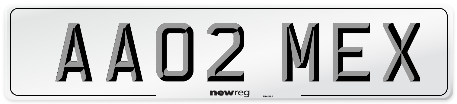 AA02 MEX Number Plate from New Reg
